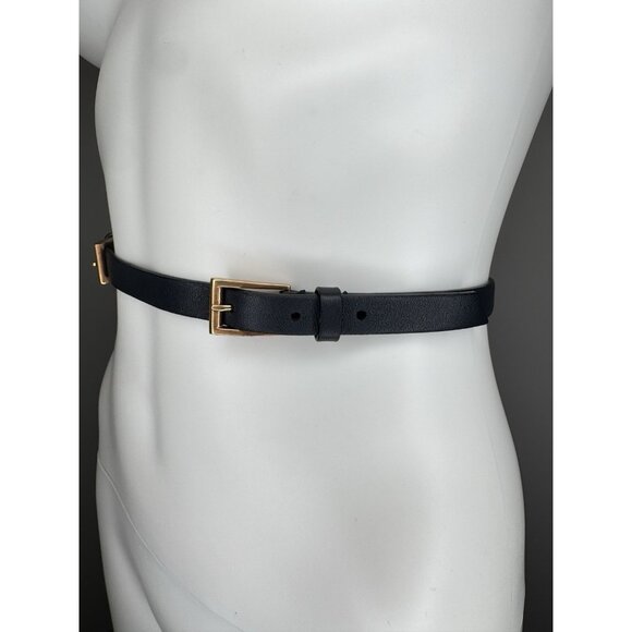 Prada Skinny Belt Size S M Black Leather Rose Gold Hardware - Picture 3 of 10